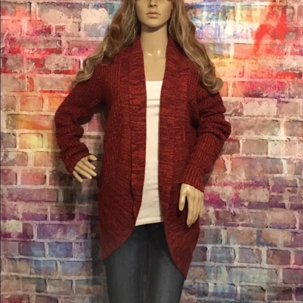 New Burnt Orange and Red Fall Autumn Cardigan